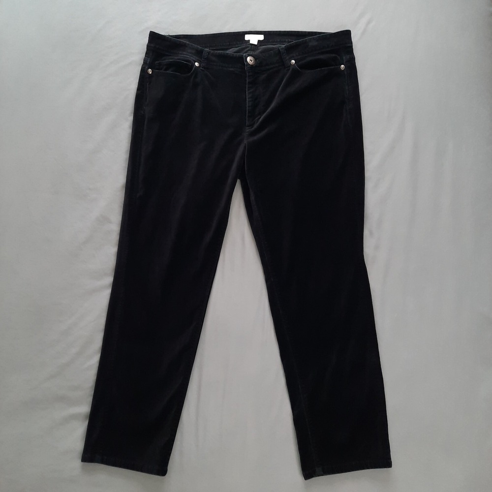 J Jill Black Velvet Pants Womens 12P Ankle Straight Leg Glam Romantic Whimsigoth